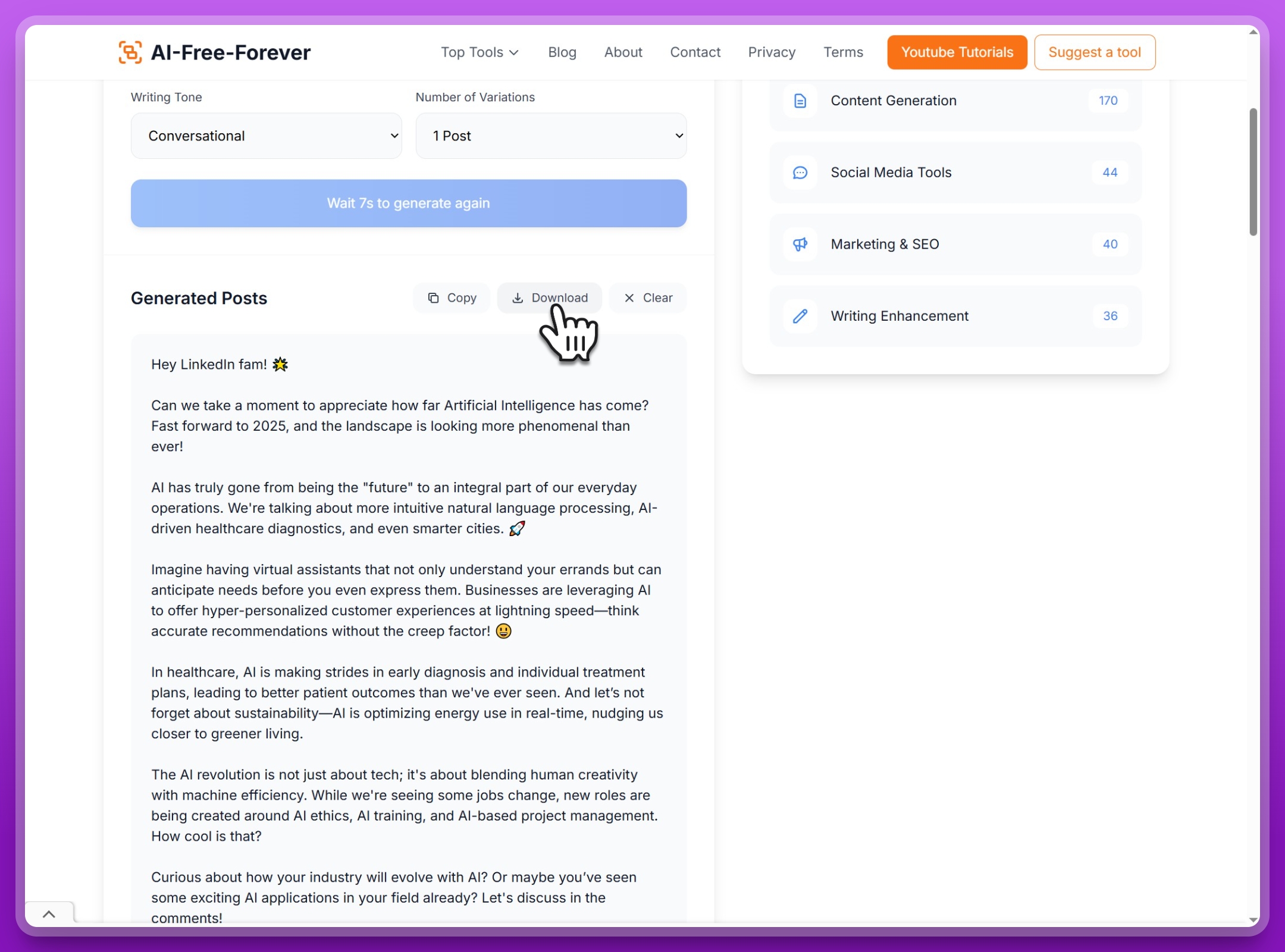 Step 5: Copy and share your optimized LinkedIn post to boost professional engagement